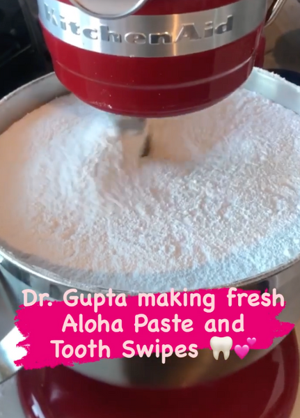 👩🏻‍⚕️ Dr. Gupta making Fresh Aloha Paste and Tooth Swipes on Maui 💕 🏝. Rooted in Science and Badditive free 🌱.